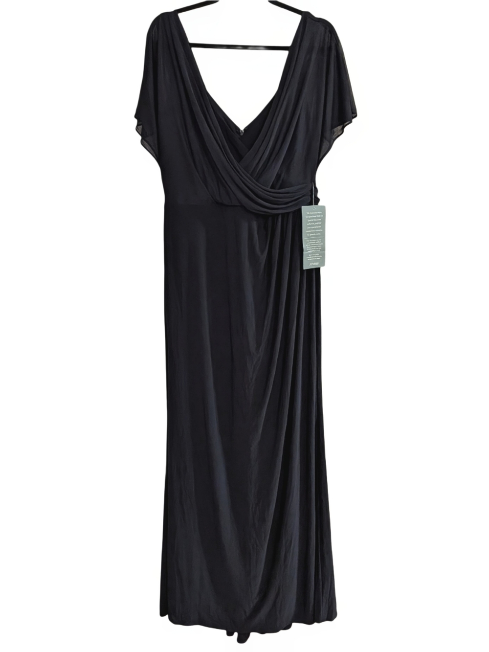JCPenney Women’s Navy Draped Maxi Dress Size 14 V Neck Short Sleeve New With Tag